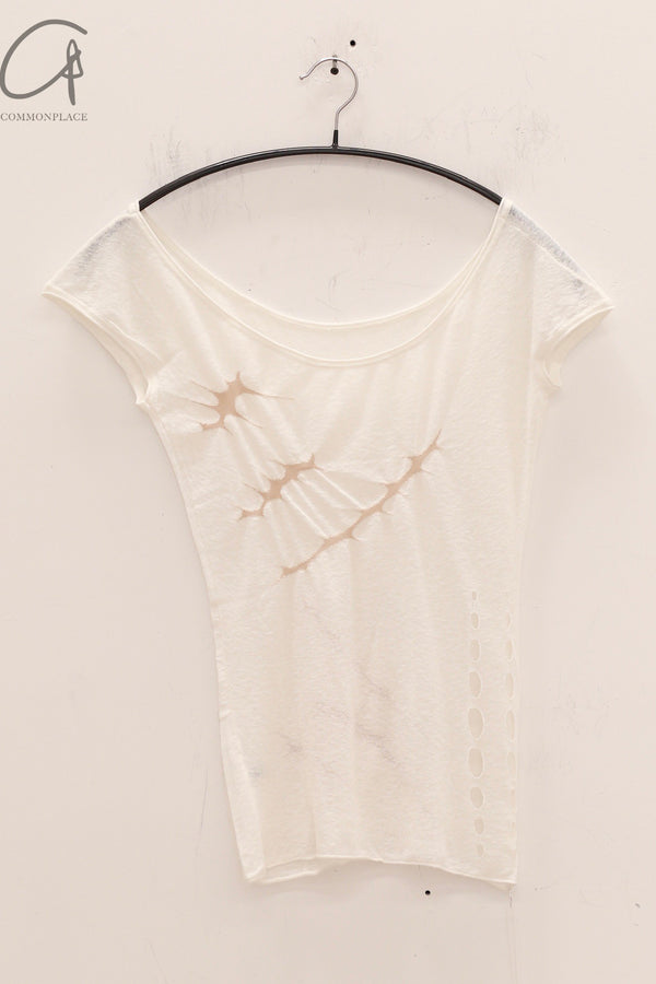 RUI built 25 spring and summer thorn intarsia short-sleeved vest RUI-RSS25KN01-BAI White Vapor